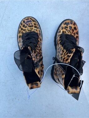 Target Leopard Print Lace-Up Ankle Boots in Brown and Black